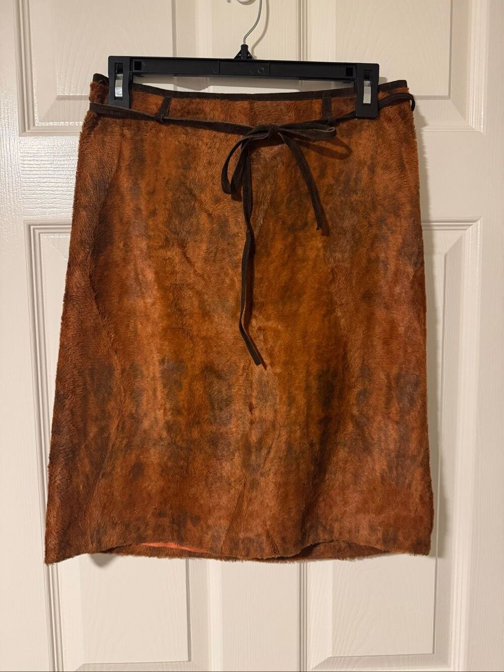 Vintage 1995 Hunt Club by Shelli Segal Brown Faux Pony Hair Skirt Size 2 USA